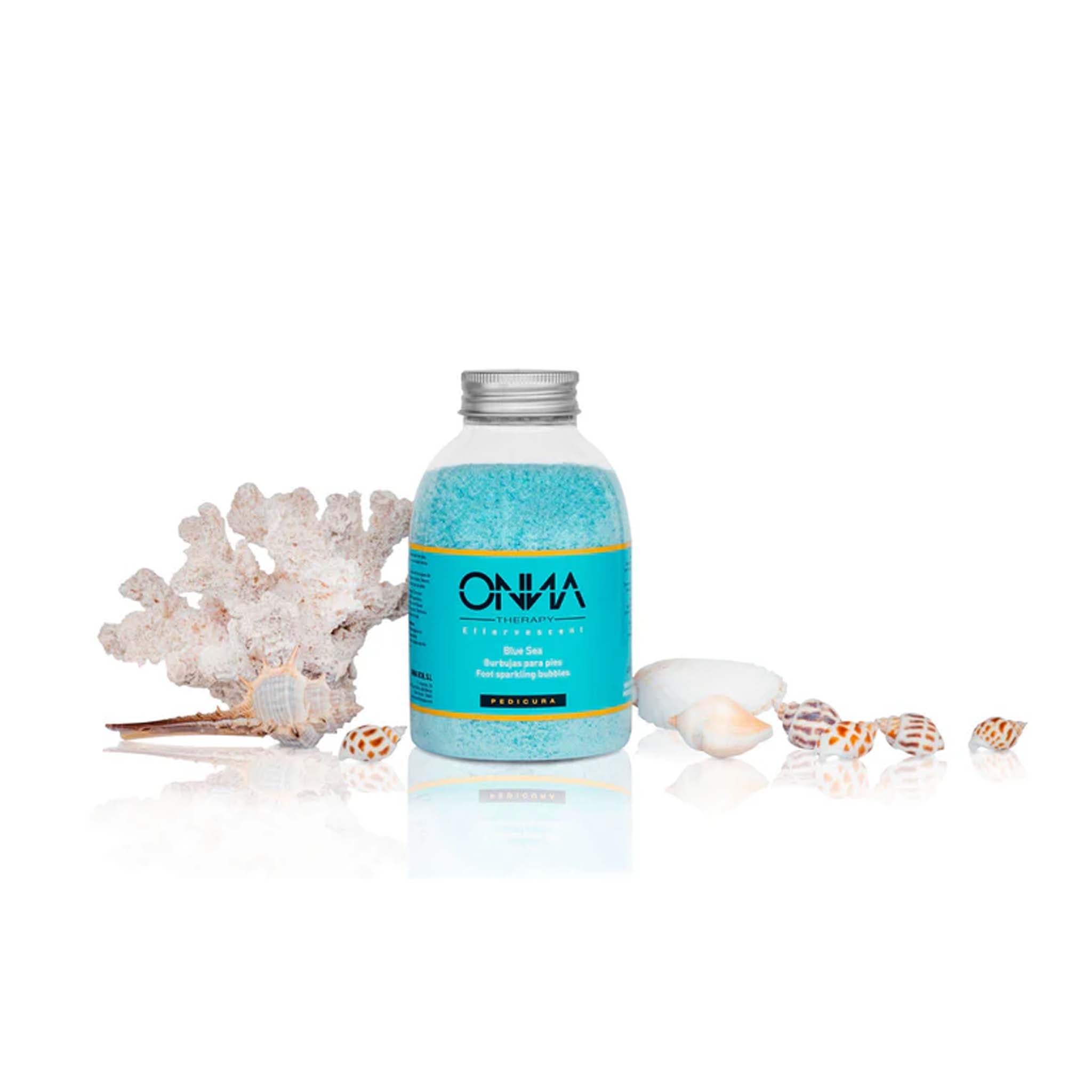 Sales de baño Blue Sea Spa de Onna Therapy con aroma fresco y relajante, ideales para suavizar la piel.