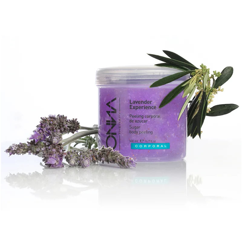 Peeling Lavanda Sensation de Onna Therapy con ingredientes como lavanda y albaricoque para renovar la piel.