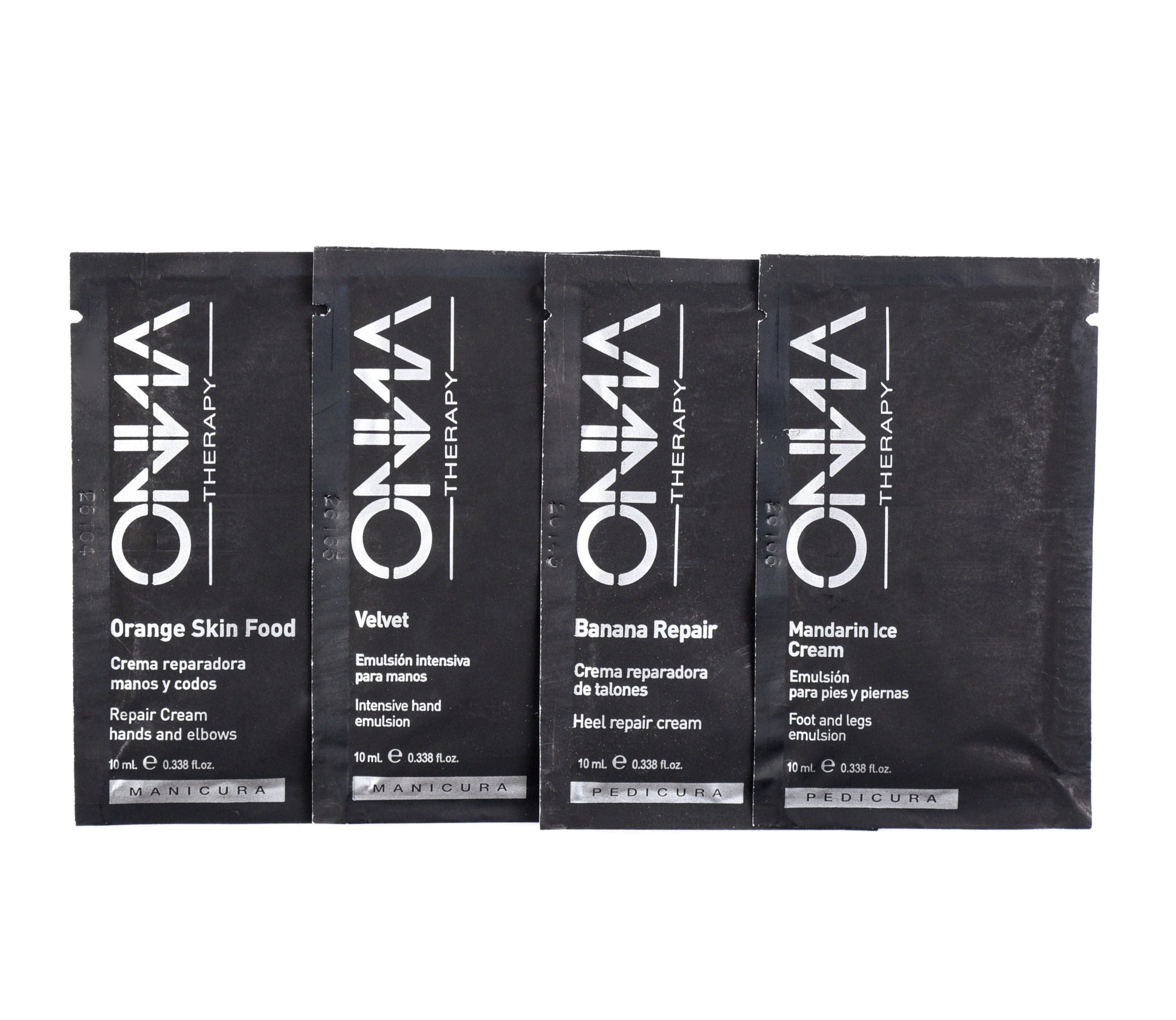 pack de muestras gratuitas de cosmética para manos, pies y cuerpo de Onna Therapy
